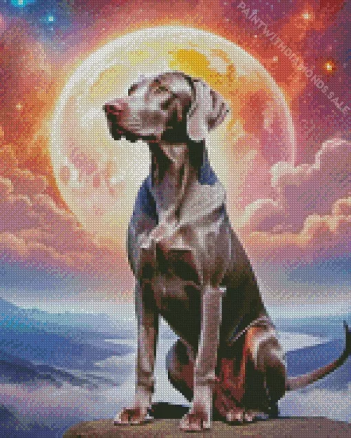 Weimaraner In Sky Diamond Painting