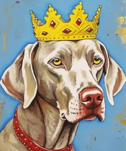 Weimaraner With Crown Diamond Painting