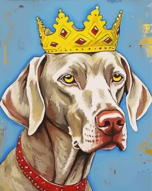 Weimaraner With Crown Diamond Painting