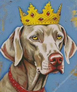 Weimaraner With Crown Diamond Painting