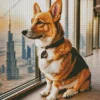 Welsh Corgi With Burj Khalifa Diamond Painting