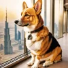 Welsh Corgi With Burj Khalifa Diamond Painting