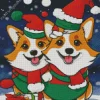 Welsh Corgi With Santa Hats Diamond Painting