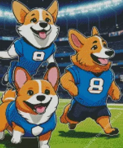 Welsh Corgis Footballers Diamond Painting