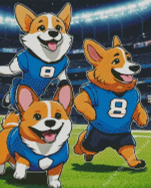 Welsh Corgis Footballers Diamond Painting