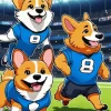 Welsh Corgis Footballers Diamond Painting