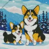 Welsh Corgis In Snow Diamond Painting