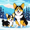 Welsh Corgis In Snow Diamond Painting