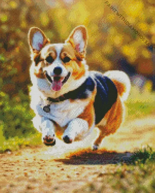 Welsh Corgis Running Diamond Painting