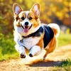 Welsh Corgis Running Diamond Painting