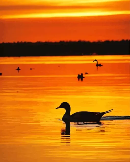 Wood Duck Silhouette Diamond Painting