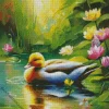 Wood Duck With Flowers Diamond Painting