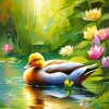 Wood Duck With Flowers Diamond Painting