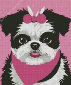 Zuchon Dog With A Bow Diamond Painting