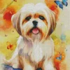 Zuchon Dog With Butterflies Diamond Painting