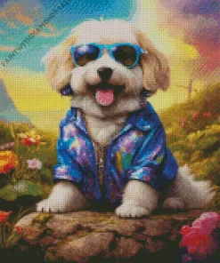 Zuchon Dog With Sunglasses Diamond Painting