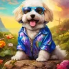 Zuchon Dog With Sunglasses Diamond Painting