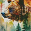 Abstract Brown Bear Head Diamond Painting