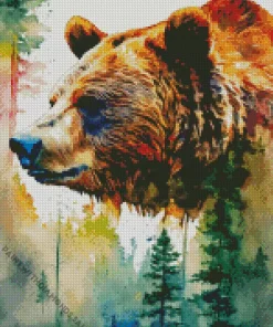 Abstract Brown Bear Head Diamond Painting