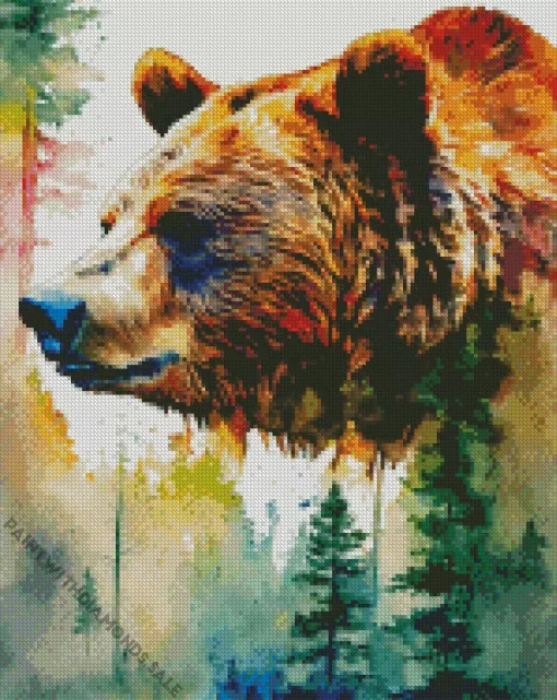 Abstract Brown Bear Head Diamond Painting