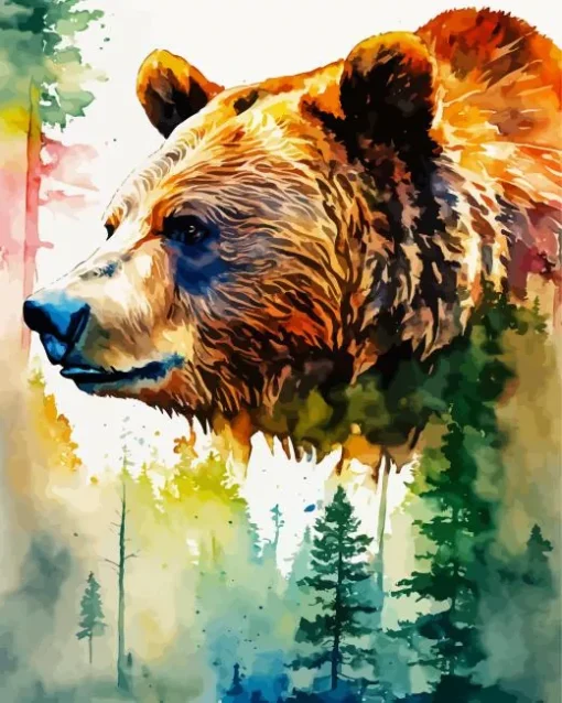 Abstract Brown Bear Head Diamond Painting