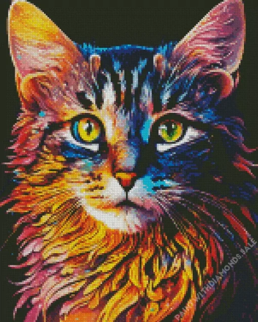 Abstract Calico Cat Diamond Painting