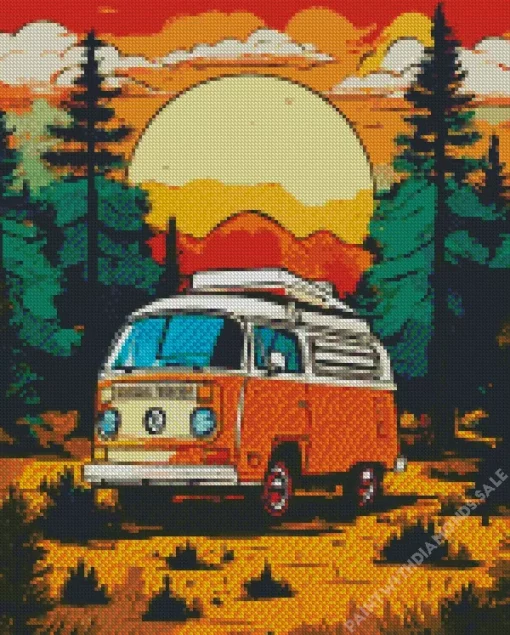 Abstract Camper Van Diamond Painting