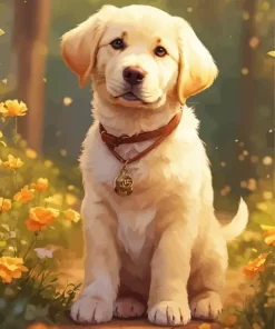 Adorable Golden Retriever Diamond Painting