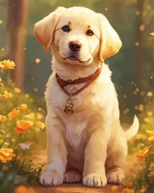 Adorable Golden Retriever Diamond Painting