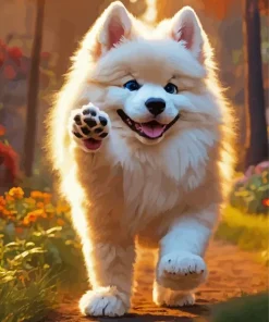 Adorable Japanese Spitz Diamond Painting