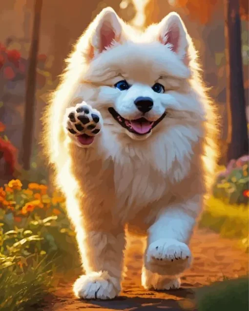 Adorable Japanese Spitz Diamond Painting