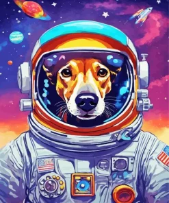 Astronaut Greyhound Dog Diamond Painting