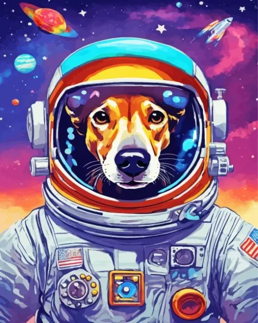 Astronaut Greyhound Dog Diamond Painting