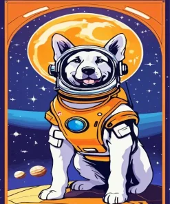 Astronaut Husky Dog Diamond Painting