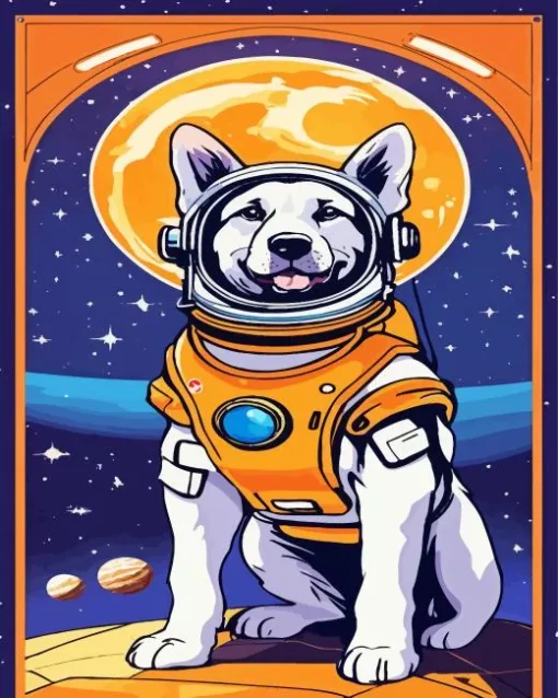 Astronaut Husky Dog Diamond Painting