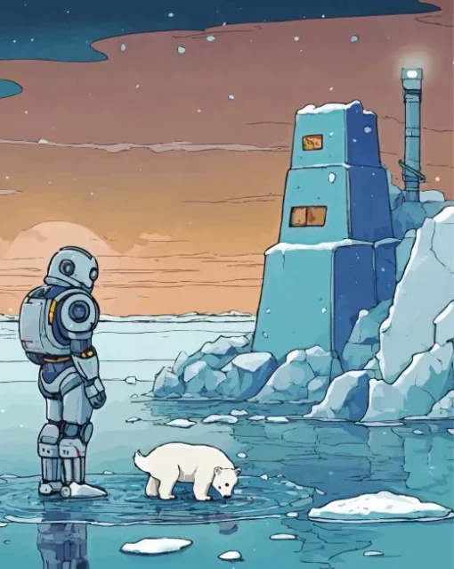 Astronaut And Polar Bear Diamond Painting