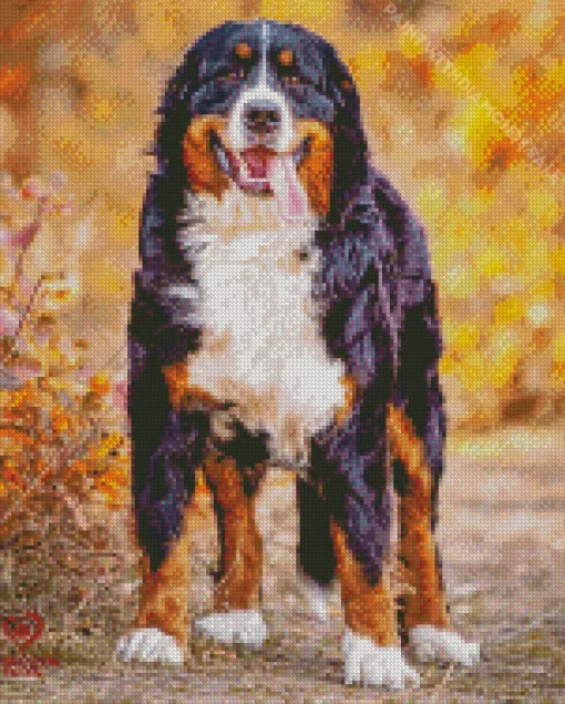 Autumn Bernese Mountain Dog Diamond Painting