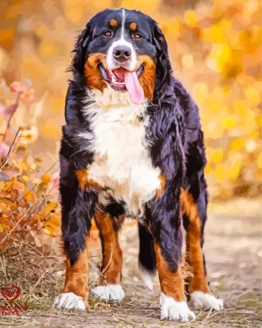 Autumn Bernese Mountain Dog Diamond Painting