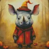 Baby Rhino In Halloween Hat Diamond Painting