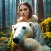 Beautiful Girl And Polar Bear Diamond Painting