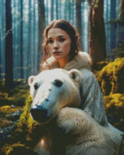 Beautiful Girl And Polar Bear Diamond Painting