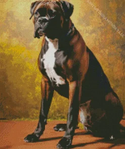 Black Boxer Dog Diamond Painting