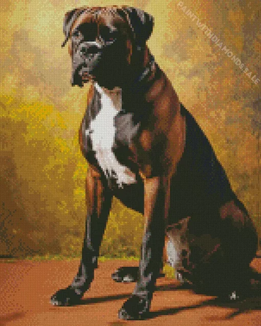 Black Boxer Dog Diamond Painting