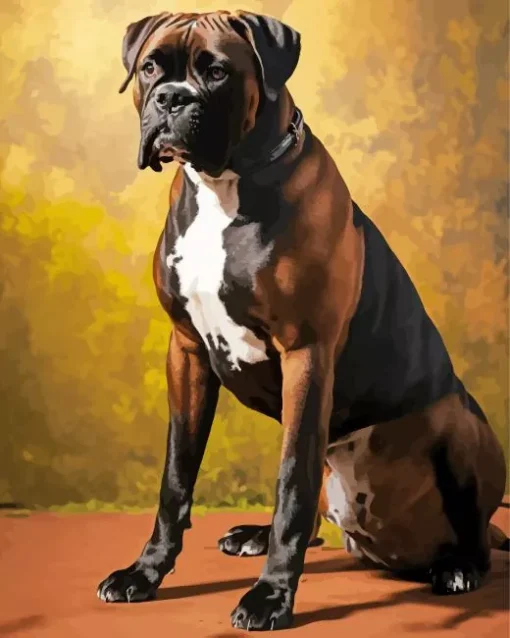 Black Boxer Dog Diamond Painting