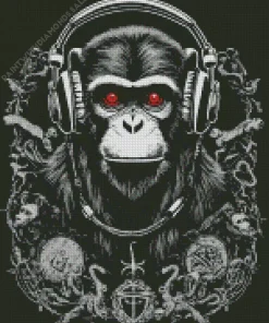 Black Dj Monkey Diamond Painting