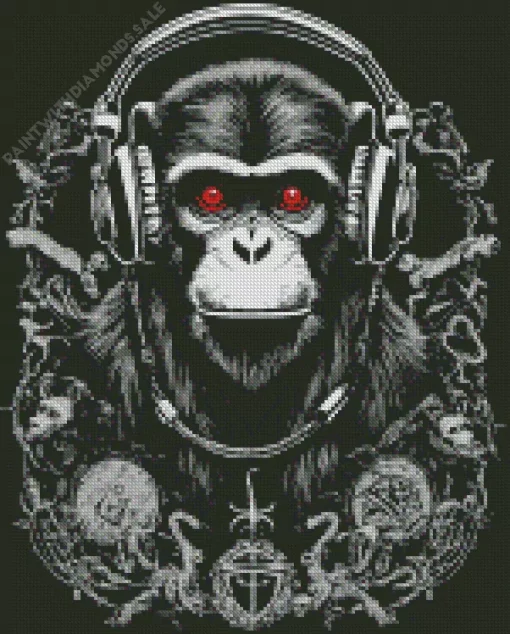 Black Dj Monkey Diamond Painting