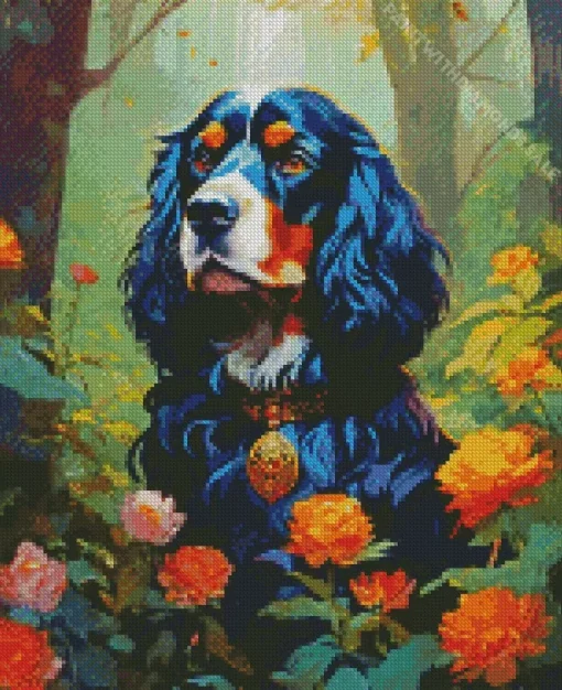 Black English Cocker Spaniel Diamond Painting