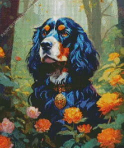 Black Irish Setter Dog Diamond Painting