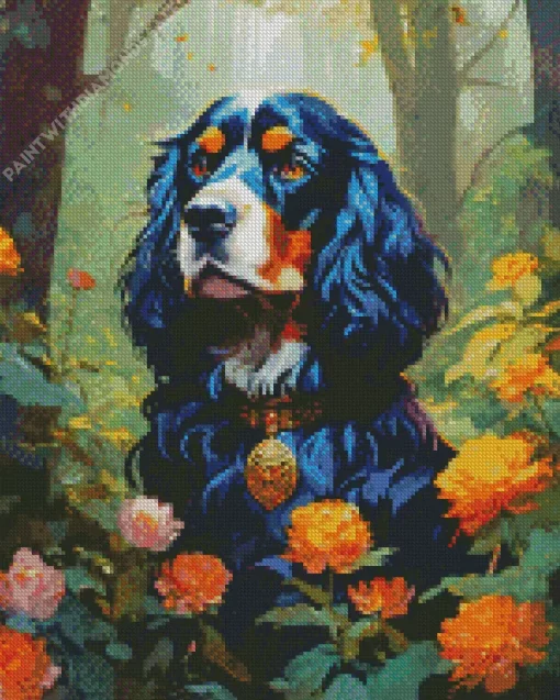 Black Irish Setter Dog Diamond Painting