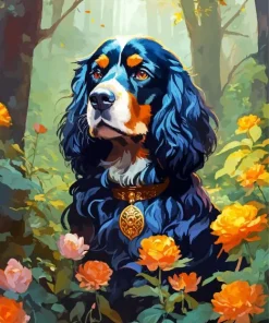 Black Irish Setter Dog Diamond Painting